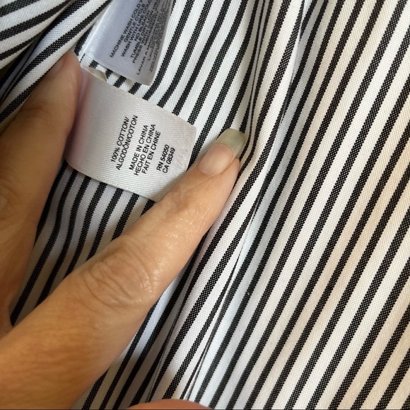 Easy Care Button Front Shirt 100% Cotton Dark Grey Stripe Shirt Sz S Classic - Picture 6 of 6